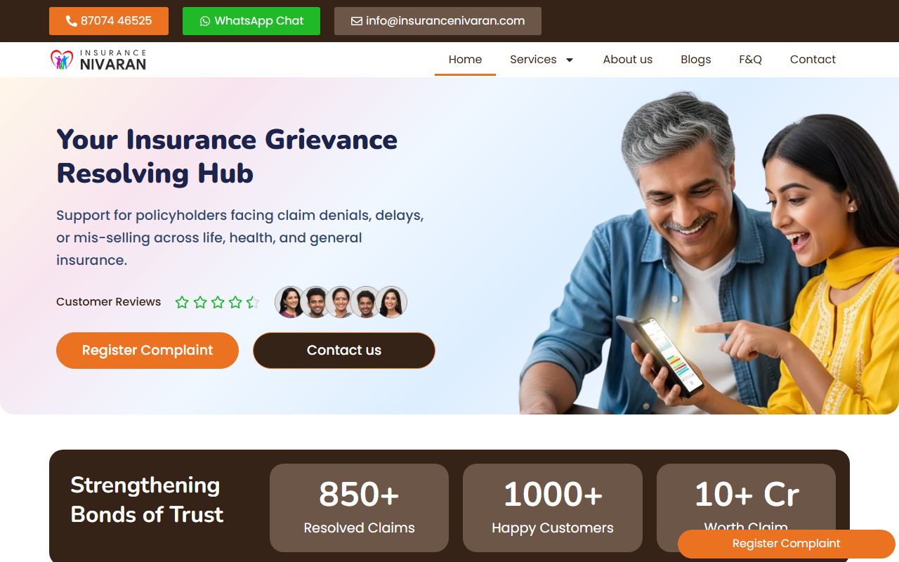 Insurance Nivaran homepage screenshot