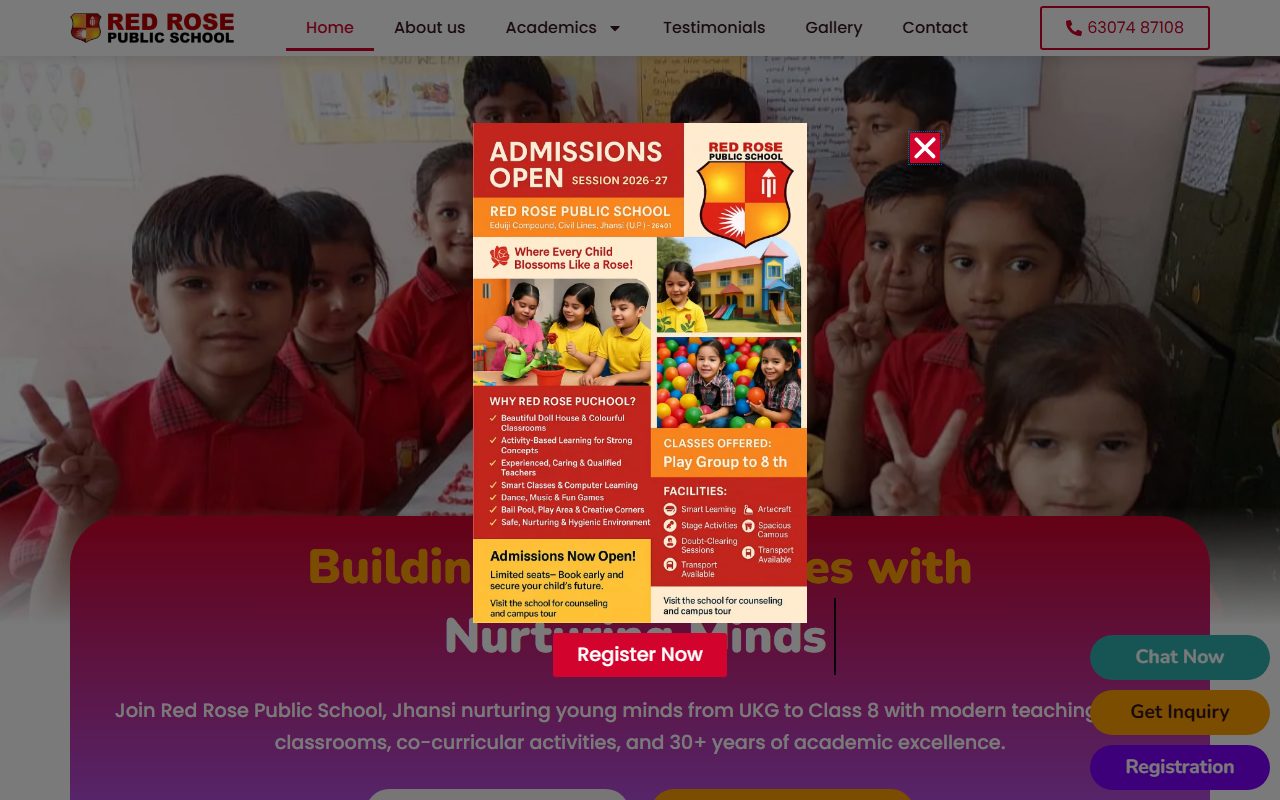 Red Rose Public School homepage screenshot