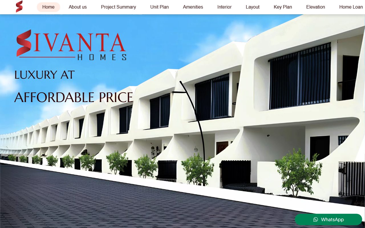 Sivanta Homes homepage screenshot