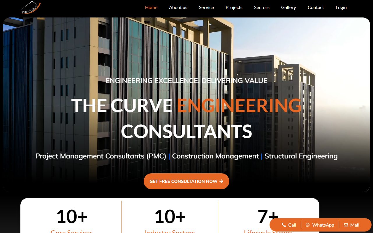 The Curve Consultants homepage screenshot